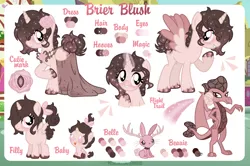 Size: 1200x798 | Tagged: safe, artist:jennieoo, derpibooru import, oc, oc:beauie, oc:belle, oc:brier blush, alicorn, dragon, pony, rabbit, animal, baby, blushing, clothes, colors, dragoness, dress, female, filly, flight trail, foal, gala dress, happy, horns, image, png, reference, reference sheet, ribbon, shy, simple background, smiling, sparkles, spread wings, vector, wings