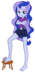 Size: 944x1920 | Tagged: safe, artist:dieart77, artist:grapefruit-face, derpibooru import, edit, princess luna, equestria girls, legend of everfree, foot tapping, image, looking at you, png, simple background, solo, stool, transparent background, vice principal luna