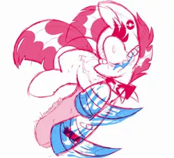 Size: 2382x2160 | Tagged: safe, artist:wutanimations, derpibooru import, pinkie pie, earth pony, pony, alternate design, bandage, bandaid, collar, ear piercing, image, jpeg, knife, nose bandaid, piercing, pinkamena diane pie, scar, short mane, shrunken pupils, sketch, solo, spiked collar