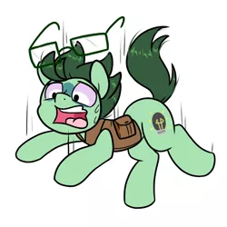 Size: 1000x1000 | Tagged: safe, artist:paperbagpony, derpibooru import, oc, oc:dimbulb, earth pony, earth pony oc, falling, glasses, image, png, screaming, simple background, white background