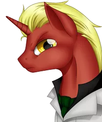 Size: 837x1000 | Tagged: safe, artist:dedonnerwolke, derpibooru import, oc, oc:firebrand, unofficial characters only, pony, unicorn, bust, clothes, horn, image, male, png, simple background, solo, stallion, transparent background, unicorn oc
