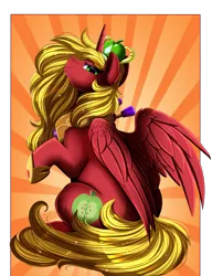 Size: 2850x3709 | Tagged: safe, artist:pridark, derpibooru import, big macintosh, alicorn, pony, alicornified, high res, image, looking at you, male, png, princess big mac, race swap, sitting, smiling, smiling at you, solo, spread wings, stallion, wings