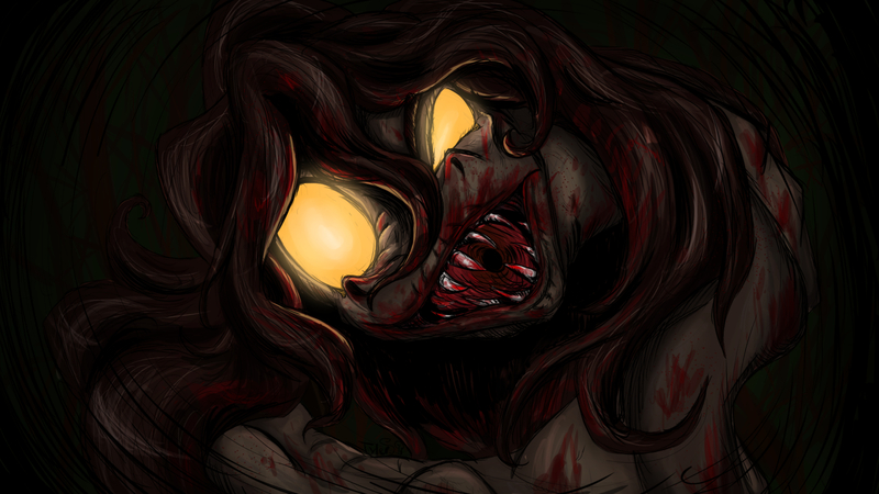 Size: 3111x1750 | Tagged: grimdark, artist:mixdaponies, derpibooru import, oc, oc:queen xanoths, blood, glow, glowing eyes, image, jpeg, sharp teeth, teeth