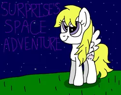 Size: 958x755 | Tagged: safe, artist:brobbol, derpibooru import, surprise, pegasus, pony, fanfic:surprise's space adventure, adoraprise, cute, cute eyes, female, g1, g1 to g4, g4, generation leap, image, mare, night, png, shadow, smiling, stars, surprise tales, sweet dreams fuel, title card