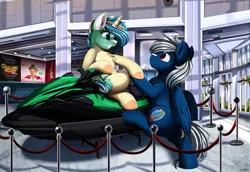 Size: 3709x2550 | Tagged: safe, artist:pridark, derpibooru import, oc, unofficial characters only, pegasus, pony, unicorn, female, horn, image, jet ski, male, mare, png, stallion, wings