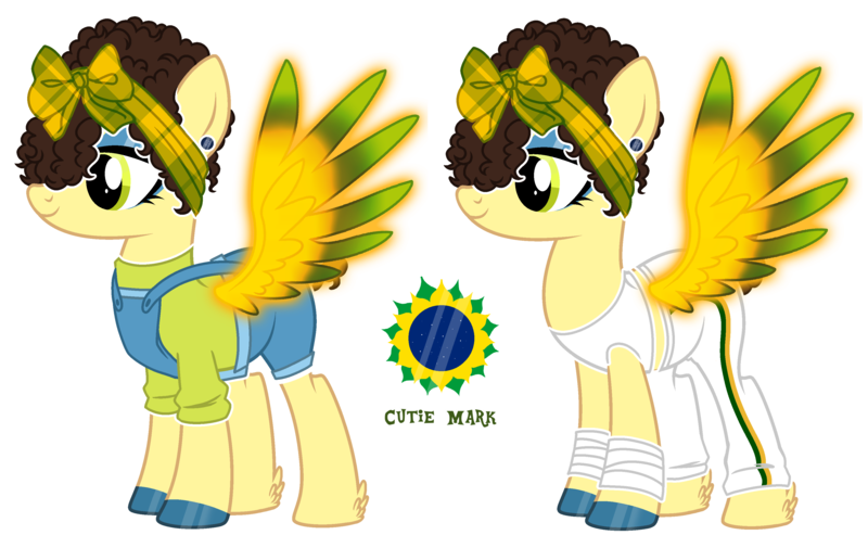 Size: 3500x2156 | Tagged: safe, artist:kellysweet1, derpibooru import, oc, oc:sol shines, unofficial characters only, pegasus, pony, bandana, brazil, clothes, ear piercing, earring, eyeshadow, female, headband, image, jewelry, makeup, mare, midriff, overalls, pants, piercing, png, shirt, shorts, simple background, solo, sweatpants, t-shirt, tanktop, tape, transparent background, unshorn fetlocks, wrist tape