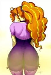 Size: 1047x1529 | Tagged: artist needed, source needed, suggestive, derpibooru import, adagio dazzle, equestria girls, ass, butt, fart, female, image, looking back, png, presenting, rear view, simple background, solo, tight clothing