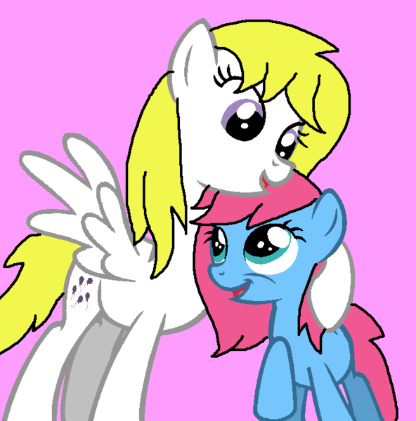 Size: 682x691 | Tagged: safe, artist:piggyman54, derpibooru import, baby cuddles, surprise, earth pony, pegasus, pony, adoraprise, baby, baby pony, child, close-up, cuddlebetes, cuddleprise, cute, daughter, female, filly, foster daughter, foster mother, g1, g1 to g4, g4, generation leap, hug, image, lesbian, mare, mother, mother and child, mother and daughter, open mouth, open smile, pink background, png, raised hoof, raised leg, shipping, simple background, smiling