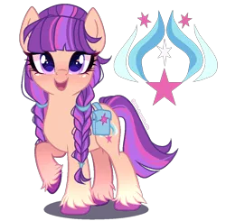 Size: 1000x980 | Tagged: safe, artist:gihhbloonde, derpibooru import, oc, pony, bag, female, image, magical lesbian spawn, mare, offspring, parent:sunny starscout, parent:twilight sparkle, png, saddle bag, simple background, solo, transparent background