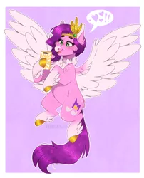 Size: 1068x1324 | Tagged: safe, artist:wanderingpegasus, derpibooru import, pipp petals, pegasus, pony, my little pony: a new generation, spoiler:my little pony: a new generation, adorapipp, cute, female, flying, g5, heart, image, mare, markings, mobile phone, open mouth, phone, png, smartphone, solo, unshorn fetlocks