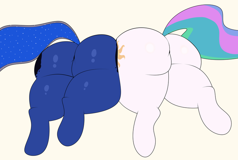 Size: 2920x1964 | Tagged: suggestive, artist:blitzyflair, derpibooru import, princess celestia, princess luna, alicorn, pony, both cutie marks, butt, faceless female, fat, female, females only, image, jpeg, mare, moonbutt, offscreen character, plot, plot pair, praise the moon, praise the sun, rear view, simple background, sunbutt, the ass was fat, underhoof, white background, wide hips