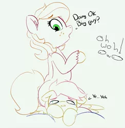 Size: 763x781 | Tagged: safe, artist:pabbley, derpibooru import, edit, big macintosh, fluttershy, pony, butt, butterreina, butterscotch, dialogue, female, fluttermac, flutterseat, green background, image, larger female, macareina, male, plot, png, rule 63, shipping, simple background, sitting, size difference, smaller male, straight, this will end in death by snu snu