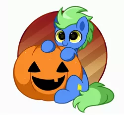 Size: 3670x3387 | Tagged: safe, artist:kittyrosie, derpibooru import, part of a set, oc, unofficial characters only, earth pony, pony, commission, halloween, holiday, image, jpeg, pumpkin, solo, ych result