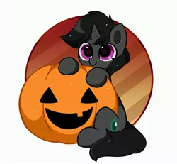 Size: 3670x3387 | Tagged: safe, artist:kittyrosie, derpibooru import, part of a set, oc, unofficial characters only, pony, unicorn, commission, halloween, holiday, image, jpeg, pumpkin, solo, ych result