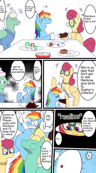 Size: 1000x1800 | Tagged: grimdark, questionable, artist:kushina13, derpibooru import, edit, gentle breeze, posey shy, rainbow dash, zephyr breeze, pegasus, attempted rape, bondage, coffee cup, cup, drugged, english, food, image, jpeg, meat, mushroom, rape, rape by proxy, sex, stubborn, translation