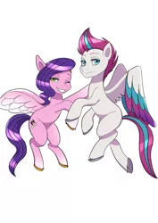 Size: 2894x4093 | Tagged: safe, derpibooru import, pipp petals, zipp storm, pegasus, my little pony: a new generation, spoiler:my little pony: a new generation, g5, gritted teeth, image, one eye closed, png, simple background, white background