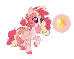 Size: 1920x1529 | Tagged: safe, artist:rose-moonlightowo, derpibooru import, oc, oc:sunny ice cream, pegasus, pony, colored wings, female, image, magical lesbian spawn, mare, offspring, parent:pinkie pie, parent:rainbow dash, parents:pinkiedash, png, simple background, solo, transparent background, two toned wings, wings