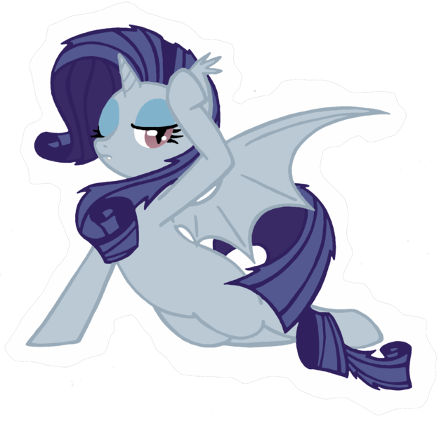 Size: 1589x1502 | Tagged: safe, artist:telasra, derpibooru import, rarity, alicorn, bat pony, bat pony alicorn, pony, bat ponified, bat wings, bedroom eyes, eyelashes, female, horn, image, mare, one eye closed, png, race swap, simple background, slit pupils, smiling, solo, species swap, transparent background, wings, wink