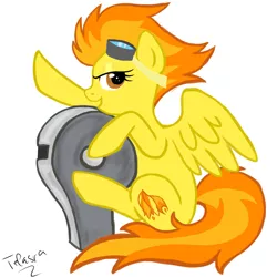 Size: 1920x1920 | Tagged: safe, artist:telasra, derpibooru import, spitfire, pegasus, pony, eyelashes, female, goggles, image, mare, png, signature, simple background, smiling, solo, whistle, white background, wings