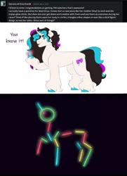 Size: 1280x1771 | Tagged: safe, artist:itstechtock, derpibooru import, oc, oc:beat drop, unofficial characters only, pony, unicorn, female, glowstick, image, jpeg, magical lesbian spawn, mare, neon, offspring, parent:octavia melody, parent:vinyl scratch, parents:scratchtavia, solo