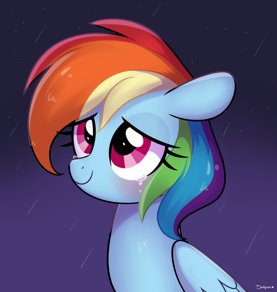 Size: 1900x2000 | Tagged: safe, artist:darkynez, derpibooru import, rainbow dash, pegasus, blushing, crying, image, night, png, rain, sad