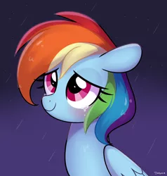 Size: 1900x2000 | Tagged: safe, artist:darkynez, derpibooru import, rainbow dash, pegasus, blushing, crying, image, night, png, rain, sad