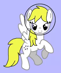 Size: 675x795 | Tagged: safe, artist:piggyman54, derpibooru import, surprise, pegasus, pony, fanfic:surprise's space adventure, adoraprise, astronaut, cute, female, flying, g1, g1 to g4, g4, generation leap, helmet, image, lidded eyes, mare, png, purple background, simple background, space, space surprise, surprise tales