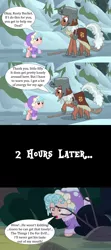 Size: 1280x2880 | Tagged: semi-grimdark, suggestive, derpibooru import, edit, edited screencap, screencap, cozy glow, rusty bucket, earth pony, pegasus, pony, frenemies (episode), age difference, bush, clothes, comic, cozybucket, female, filly, foalcon, image, implied foalcon, implied sex, implied straight, male, png, shipping, snow, speech bubble, stallion, stallion on filly, straight, underage, winter outfit