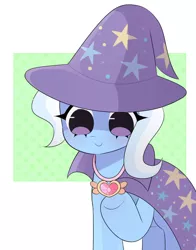 Size: 657x837 | Tagged: safe, artist:franshushu, derpibooru import, trixie, pony, unicorn, celestial advice, cape, clothes, cute, diatrixes, equestrian pink heart of courage, fanart, hat, image, jewelry, jpeg, magic, necklace, solo, trixie's cape, trixie's hat