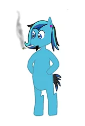 Size: 524x776 | Tagged: safe, artist:djmatinext, derpibooru import, oc, oc:blue harmony, earth pony, pony, beard, cigar, drawn on phone, facial hair, image, learning to draw, pierced ears, piercing, png, smoke, smoking, solo, standing