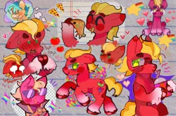 Size: 1024x680 | Tagged: safe, artist:feathhhngg, derpibooru import, hitch trailblazer, sprout cloverleaf, earth pony, pony, blushing, cape, clothes, crying, emperor sprout, food, g5, happy, heart, image, implied hitchsprout, jpeg, looking back, male, one sided shipping, pizza, rainbow, sad, smoothie, solo, stallion, sunglasses, tomato
