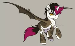 Size: 2809x1732 | Tagged: safe, artist:renhorse, derpibooru import, oc, oc:magentine, alicorn, bat pony, bat pony alicorn, pony, bat wings, horn, image, male, png, simple background, solo, stallion, wings