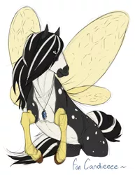 Size: 701x910 | Tagged: safe, artist:romyvdhel-art, derpibooru import, oc, unofficial characters only, pony, butterfly wings, image, jewelry, necklace, png, simple background, solo, white background, wings