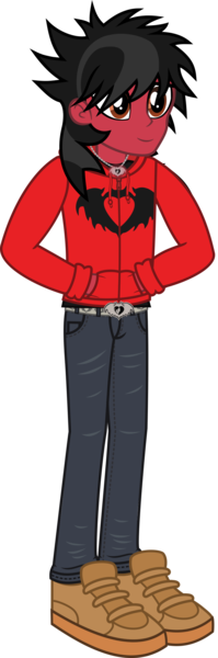 Size: 879x2654 | Tagged: safe, artist:lightningbolt, derpibooru import, equestria girls, .svg available, belt, clandestine industries, clothes, derpibooru exclusive, equestria girls-ified, eyeliner, fall out boy, hand in pocket, happy, hoodie, image, jeans, jewelry, makeup, male, necklace, pants, pete wentz, png, shirt, shoes, smiling, solo, standing, undershirt, vector