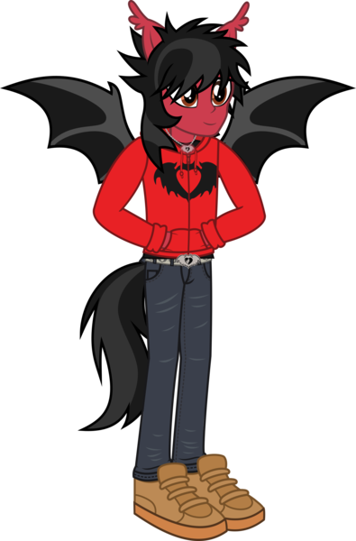 Size: 1782x2708 | Tagged: safe, artist:lightningbolt, derpibooru import, human, equestria girls, .svg available, bat wings, belt, clandestine industries, clothes, derpibooru exclusive, ear fluff, equestria girls-ified, eyeliner, fall out boy, hand in pocket, happy, hoodie, humanized, image, jeans, jewelry, makeup, male, necklace, pants, pete wentz, png, ponied up, shirt, shoes, smiling, solo, spread wings, standing, tail, tailed humanization, undershirt, vector, wings
