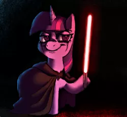 Size: 2500x2300 | Tagged: safe, artist:greatspacebeaver, derpibooru import, twilight sparkle, twilight sparkle (alicorn), alicorn, female, hoof hold, image, lightsaber, png, solo, star wars, twilight is anakin, weapon