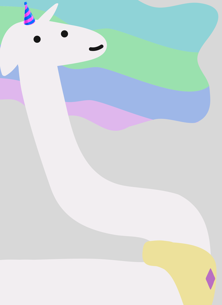 Size: 1496x2048 | Tagged: safe, artist:2merr, ponerpics import, princess celestia, alicorn, pony, 4chan, :), birthday, dot eyes, drawn on phone, drawthread, female, floppy ears, gray background, hat, horn, image, long neck, mare, necc, party hat, peytral, png, princess necklestia, requested art, simple background, smiling, solo