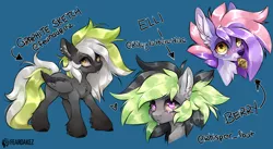 Size: 3840x2104 | Tagged: safe, artist:kez, derpibooru import, oc, oc:berry, oc:elli, oc:graphite sketch, unofficial characters only, pegasus, pony, condom, image, png