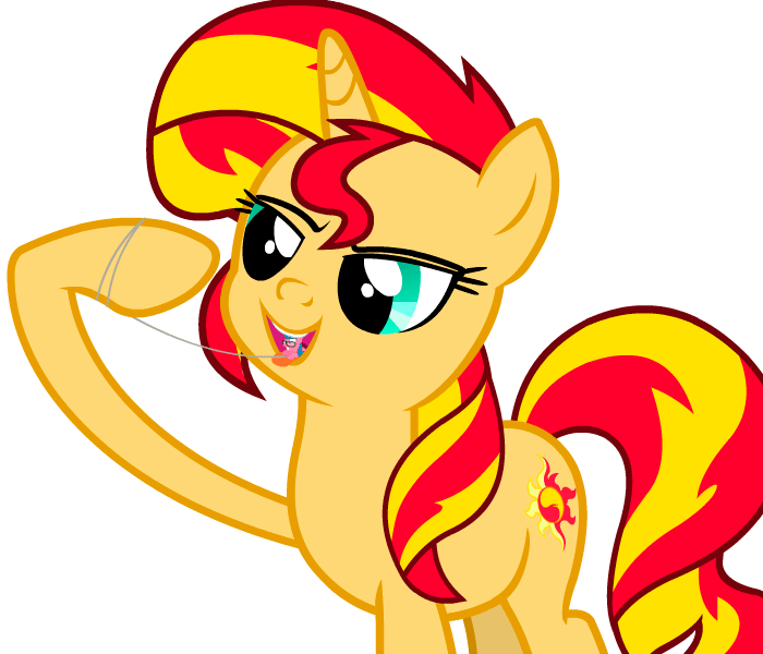 Size: 700x600 | Tagged: questionable, artist:shelikof launch, derpibooru import, sunset shimmer, oc, oc:optica, pony, animated, bow, commission, derpibooru exclusive, female pred, female prey, fetish, gif, image, licking, licking lips, micro, rope, show accurate, simple background, size difference, swallowing, tongue out, transparent background, vector, ych animation, ych result