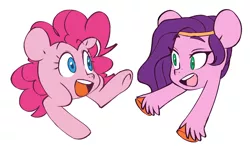 Size: 3174x1848 | Tagged: safe, artist:chub-wub, derpibooru import, pinkie pie, pipp petals, earth pony, pegasus, pony, cute, duo, female, g5, image, jpeg, mare, meme, not salmon, open mouth, pippasprite, simple background, two legged creature, unshorn fetlocks, wat, white background