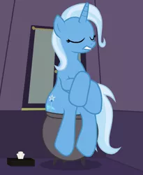 Size: 900x1100 | Tagged: suggestive, artist:lightning_musicwave, artist:pervertigo, derpibooru import, trixie, pony, unicorn, but why, chamber pot, eyes closed, fetish, illustration, image, implied scat, png, poop, pooping, solo, toilet, video reference