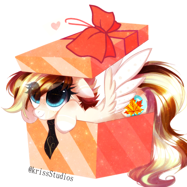 Size: 2000x2000 | Tagged: safe, artist:krissstudios, derpibooru import, oc, unofficial characters only, pegasus, pony, box, female, floppy ears, image, mare, png, pony in a box, present, simple background, solo, white background