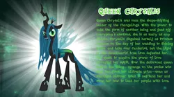 Size: 4616x2590 | Tagged: safe, artist:andoanimalia, derpibooru import, queen chrysalis, changeling, changeling queen, bio, crown, female, high res, image, jewelry, png, regalia, solo