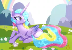 Size: 2000x1400 | Tagged: artist needed, safe, derpibooru import, princess sterling, alicorn, pony, image, png, rainbow, solo