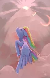 Size: 3795x5874 | Tagged: safe, artist:thelordgemm, derpibooru import, rainbow dash, pegasus, pony, cloud, female, flying, image, png, solo
