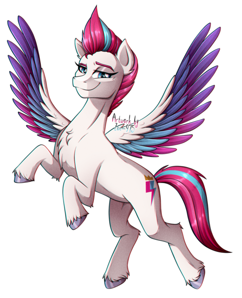 Size: 1024x1259 | Tagged: safe, artist:zoe-975, derpibooru import, zipp storm, pegasus, pony, chest fluff, female, flying, g5, image, looking at you, png, simple background, smiling, solo, spread wings, transparent background, wings