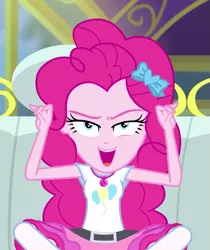 Size: 517x616 | Tagged: safe, derpibooru import, screencap, pinkie pie, equestria girls, equestria girls series, road trippin, cropped, image, png, solo