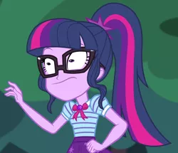 Size: 820x706 | Tagged: safe, derpibooru import, screencap, sci-twi, twilight sparkle, equestria girls, equestria girls series, stressed in show, cropped, image, png, solo