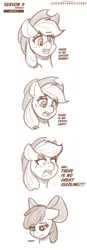 Size: 960x2743 | Tagged: safe, artist:jcosneverexisted, derpibooru import, apple bloom, applejack, pony, going to seed, angry, crying, dialogue, female, image, jpeg, mare, megamind, parody, sad, season 9 doodles, text