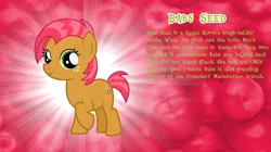 Size: 4616x2590 | Tagged: safe, artist:andoanimalia, derpibooru import, babs seed, earth pony, pony, bio, female, filly, high res, image, png, raised hoof, solo